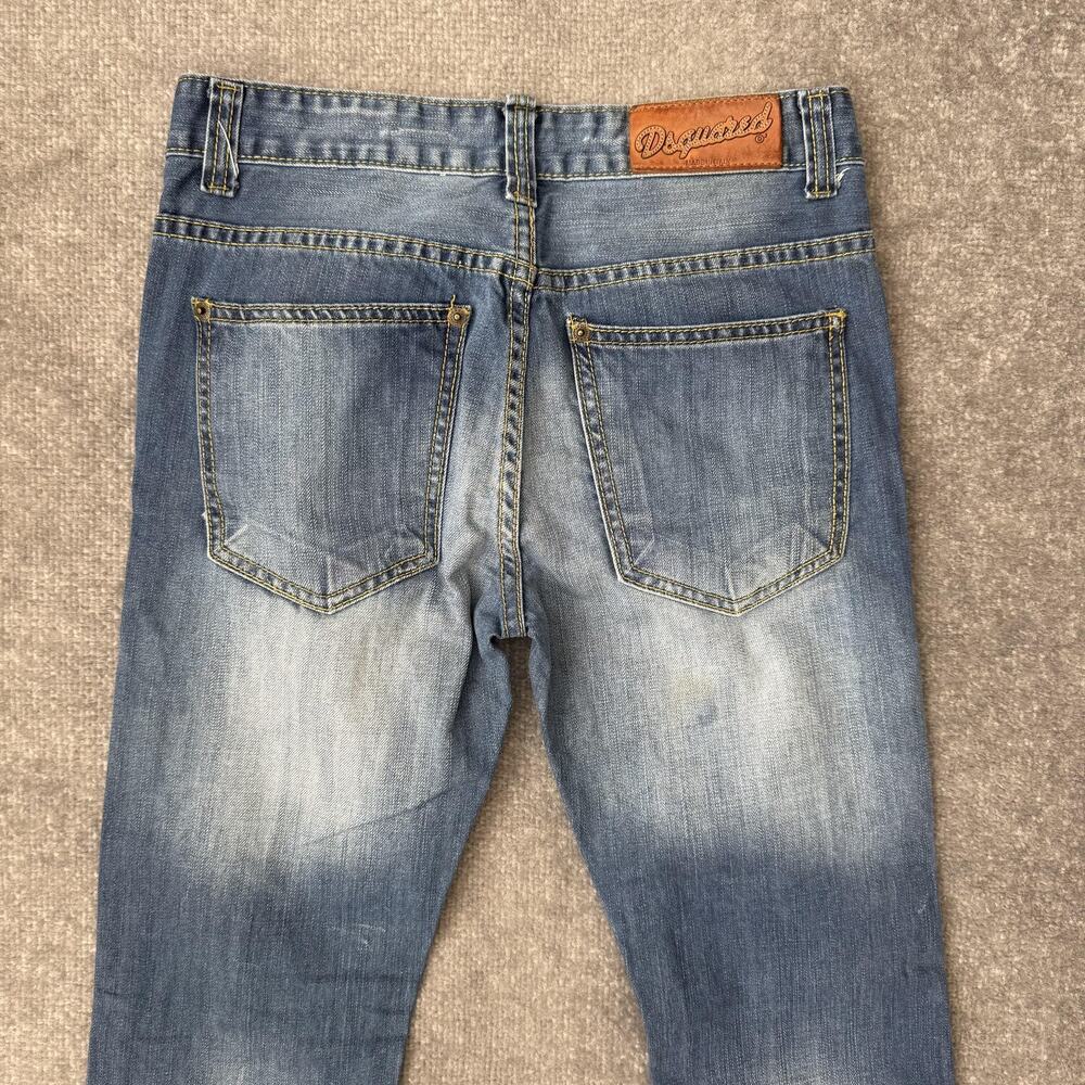 Dsquared2 Jeans Mens 29 Blue Straight Leg Distressed Denim Made Italy Designer - Picture 11 of 15